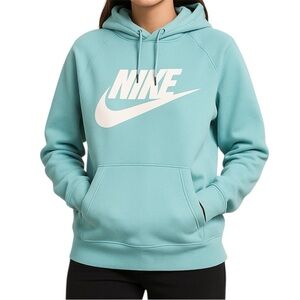 Nike Light Blue Pullover Hoodie Unisex Medium Classic Swoosh Logo Cozycore